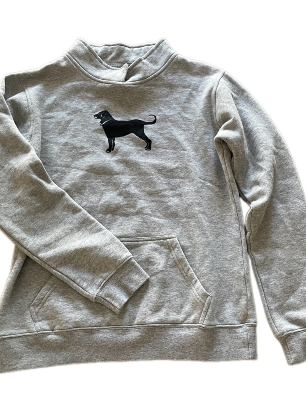 The Black Dog Gray Pullover Heavyweight Mock Neck with Black Dog Motif - L